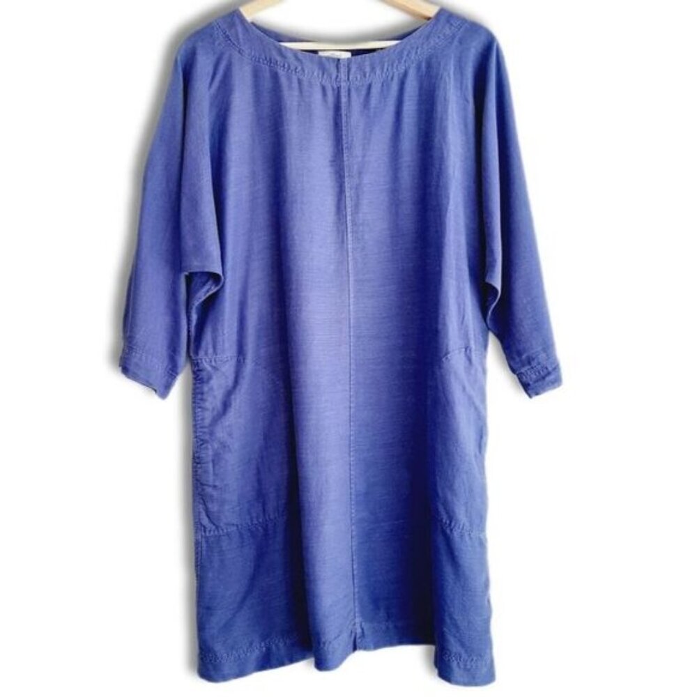 WILFRED | Aritzia Delphine Relaxed Fit Shift Dress w/ Pockets Blue Sz XS Flawed